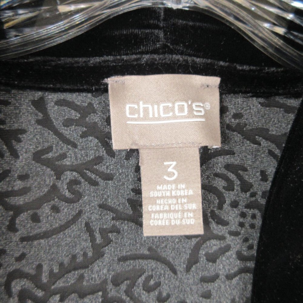 Chico's Size 3 US XL Floral Sound Kimono Black Velvet Burnout Cardigan 570318059 - Picture 5 of 13